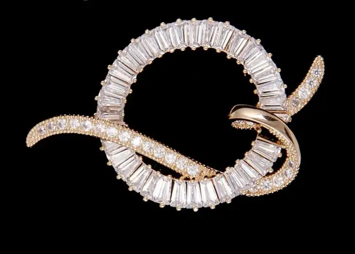 

UXN45 925 Silver Zircon Brooch for Birthday Festival Dress Suit Pure Silver Zircon Brooch