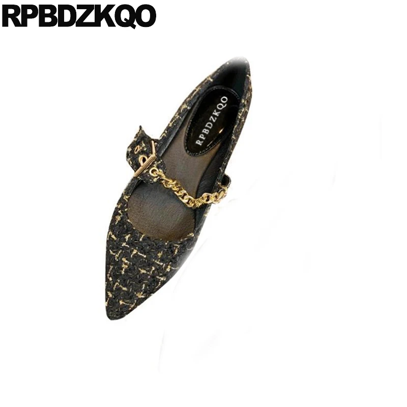 

black slip on ladies beautiful flats shoes blue plaid women large size chain china big comfortable pointed toe designer chinese
