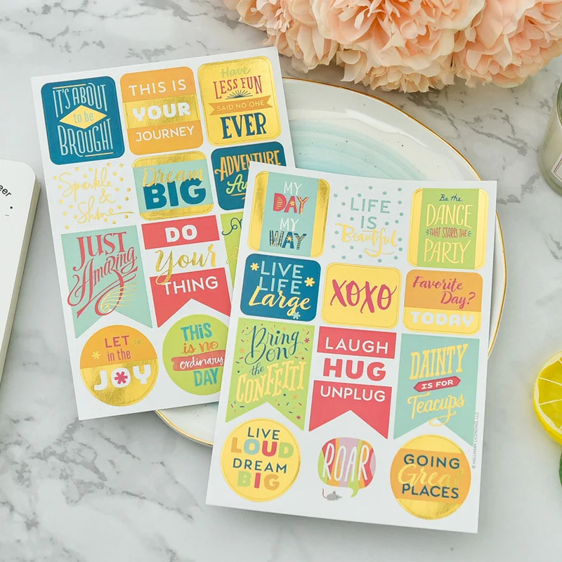 ZFPARTY 2pcs Colorful Phrases Self adhesive Stickers for Scrapbooking