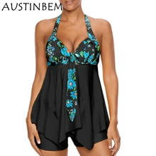 AUSTINBEM, сексуальный танкини с принтом, женская одежда для плавания, два предмета, купальное платье, пляжная одежда, купальник для женщин, плюс размер, S-5XL