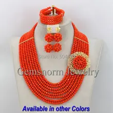 Orange Coral African Beads Jewelry Set Nigerian Beads Jewelry Set for Wedding 2016 Fashion Jewelry Set Free Shipping GS379