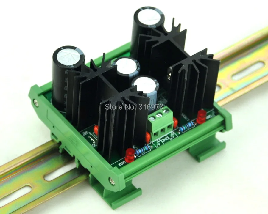 DIN Rail Mount Positive and Negative +/-5V DC Voltage Regulator Module ...