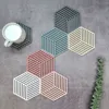 Creative Silicone Coaster Hexagon Hollow Cup Mats Heat-insulated Non Slip Soft Stripe Pad Home Decoration Nordic Simple 1PCS ► Photo 2/6