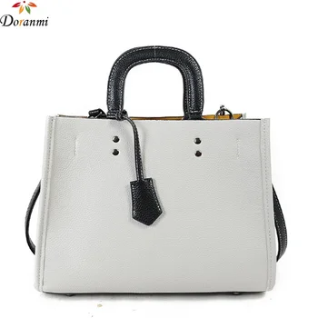 

DORANMI Solid Leather Handbag Women's Bag 2018 Hot Fashion Square Top-handle Totes Bag Female Large Capacity Shoulder Bag CBB091
