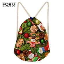 FORUDESIGNS/Модная Рождественская конфетка сумка-портфель, рюкзак, комплект с карманом, сумка на шнурке для детей, легкая сумка для переноски