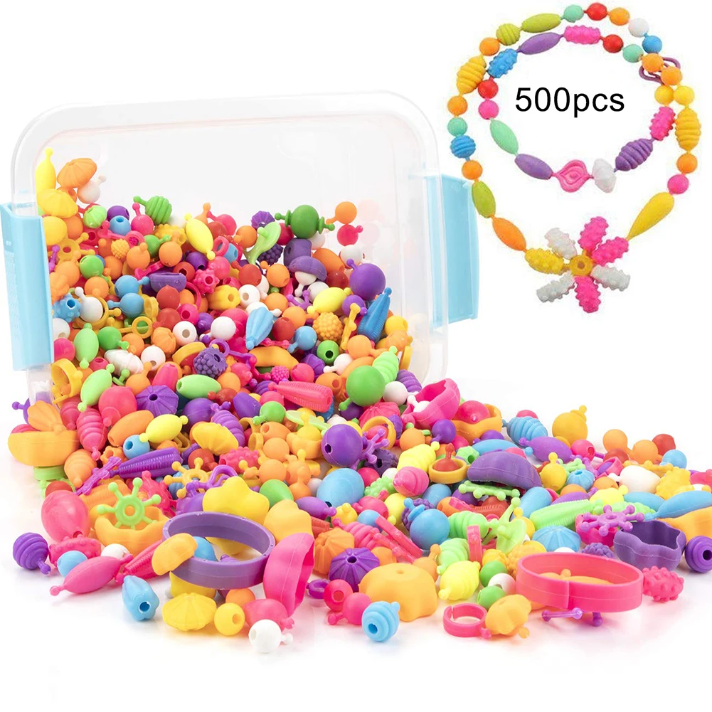 500 шт поп оснастки бусины набор многоразовые DIY ожерелье браслет кольцо Малыш Детские игрушки - Цвет: Random Style