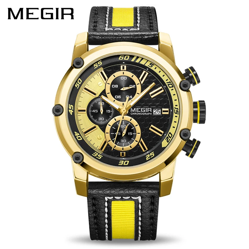 Preise Kreative MEGIR Chronograph Sport Männer Uhr Luxus Quarz Uhren Männer Uhr Army Military Armbanduhren Stunde Relogio Masculino