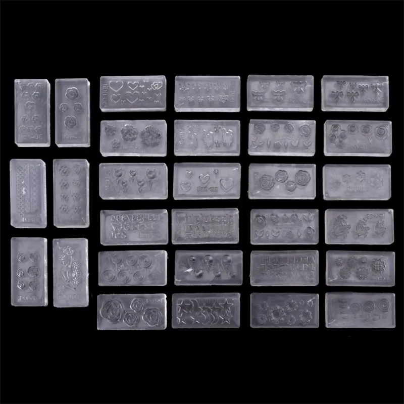 30 стилей DIY 3D Акриловый Дизайн ногтей силиконовый инструмент резная форма шаблонная форма комплект - Цвет: Белый