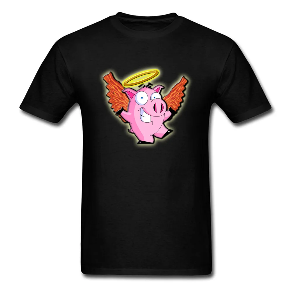 Heavenly Bacon Summer Autumn 100% Cotton Fabric Crew Neck Tops Shirt Short Sleeve Printed Tee-Shirts Brand New Summer T Shirts Heavenly Bacon black