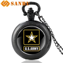 Черные модные американские кварцевые часы для военных карманные часы мужские ретро ювелирные изделия