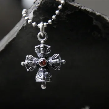 

Vulcanized Real S925 Thai Silver Cool Unisex Buddhism Vajra Necklace Pendants without Chain Cross Designer Bell Jewelry