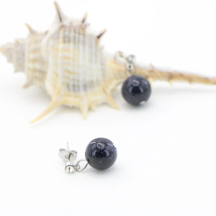 3 Natural Stone Blue Sand Beads Necklace Earring ear nail Fashion DIY Jasper Chalcedony (24)