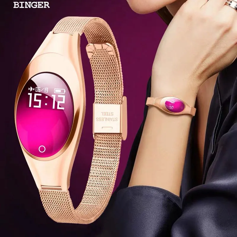 

Switzerland Top BINGER New Fashion Smart Watch For Women Heart Rate Monitor Activity Step Smart Bracelet Fitness Tracker B18-2