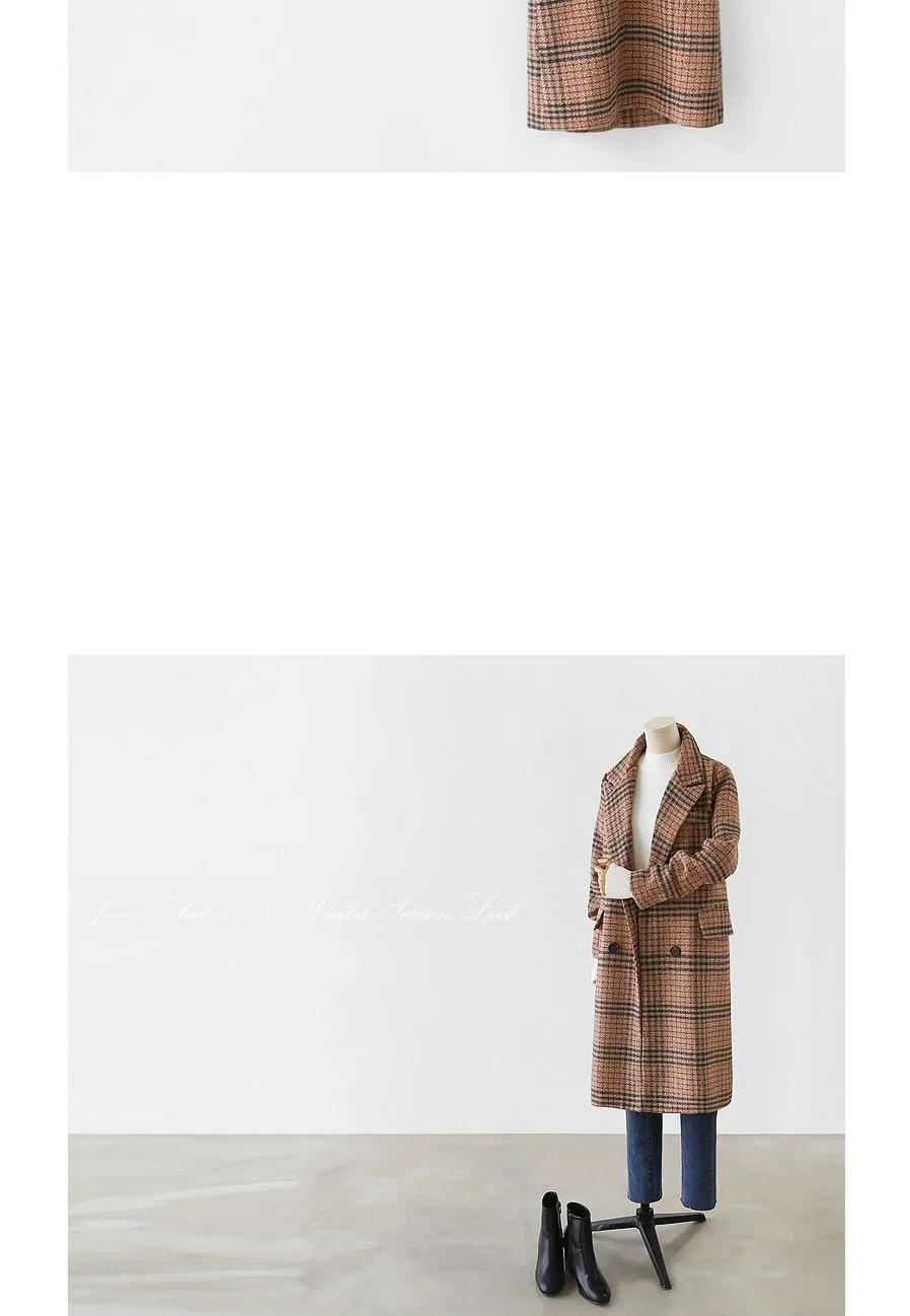 WAQIA шерстяное пальто женское клетчатое длинное пальто с длинным рукавом шерстяное пальто свободная верхняя одежда женский зимний осенний Тренч пальто плюс размер 4XL