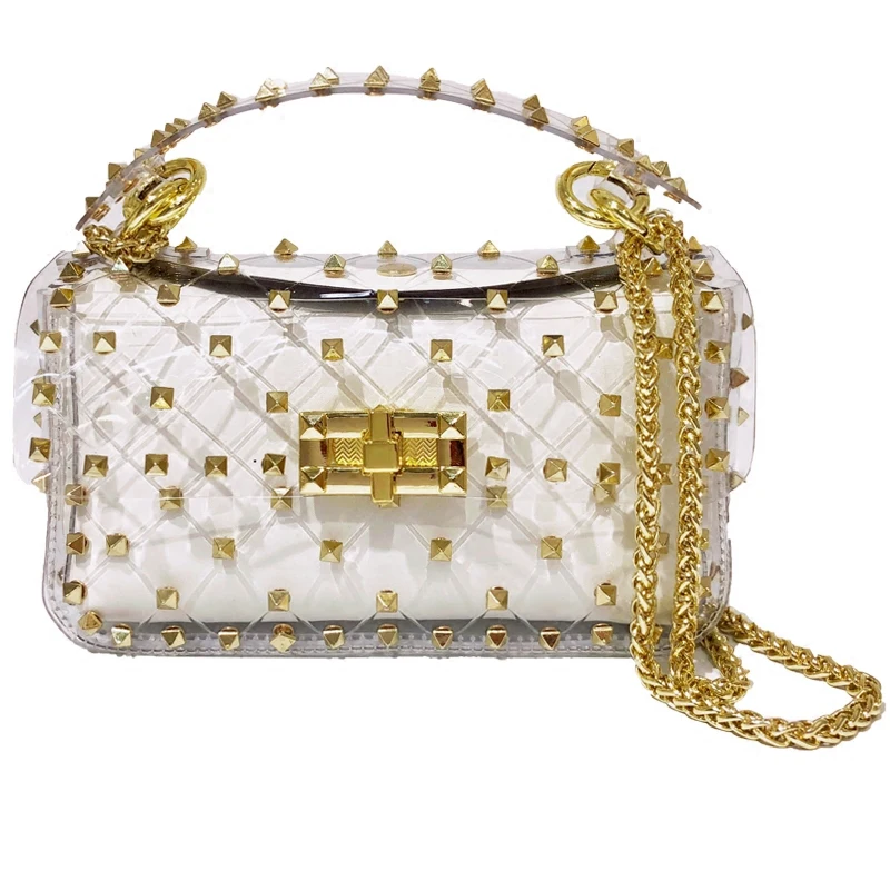 

Louis Bag Luxury Clear Rivet Chain Shoulder Cossbody Bags for Women 2018 Transparent Diamond Rivet Women Handbags Bolsa Feminina