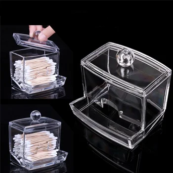 Tanie Moda Przezroczysty Akrylowy Wacik Bawełniany Waciki Pudełko Z Pokrywką Przenośny Kij Kosmetyczny Makijaż Klocki Pojemnik Organizuj