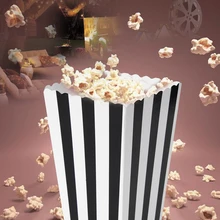 12pcs Favor Candy Treat Popcorn Boxes for Wedding Party Supply Baby Shower striped fold popcorn box striped chicken rice flower