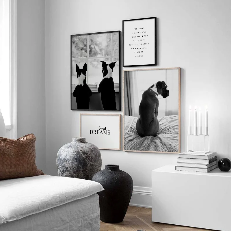 Black White Bulldog Dreams Wall Art Canvas Painting Nordic Posters And Prints Animals Wall Pictures For Living Room Home Decor Black White Bulldog Dreams Wall Art Canvas Painting Nordic Posters And Prints Animals Wall Pictures For Living Room Home Decor