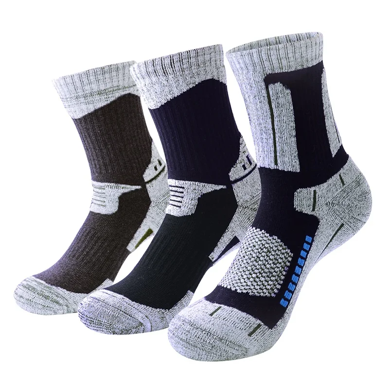 3 Pairs Ski Socks Men Cotton Thermal Athletic Socks Breathable Moisture