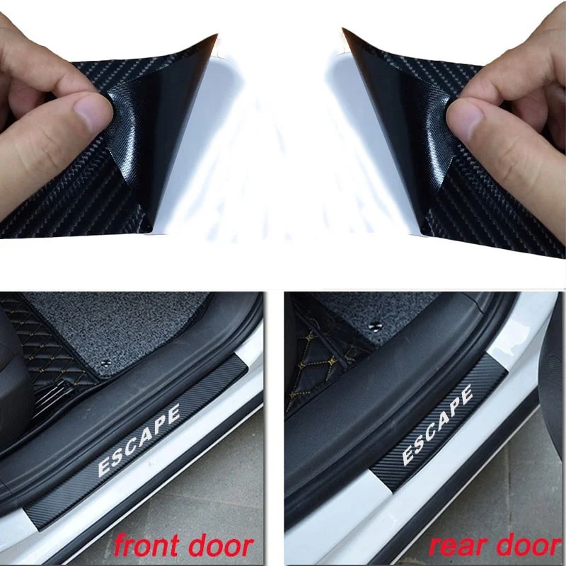 Автомобильная наклейка из углеродного волокна виниловая наклейка на порог автомобиля защитная накладка для FORD ESCAPE автомобильные аксессуары