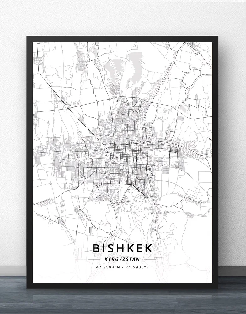 Bishkek Kyrgyzstan Map Poster|Painting & Calligraphy| - AliExpress