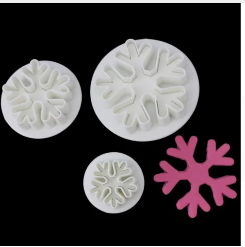

1 set (3pcs) Snowflake Fondant c ake Mold Cookie Paste Plunger Cutter Decorating Mould Xmas 70