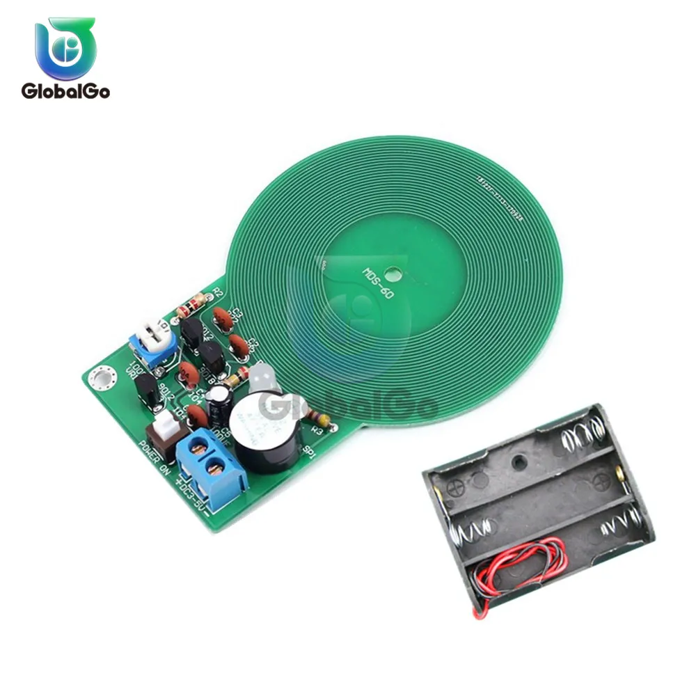 DC 3V-5V 60mm Metal Detector Electronic Non-contact Sensor Board Module AA Battery Case Diy Tool - Цвет: With Battery Case