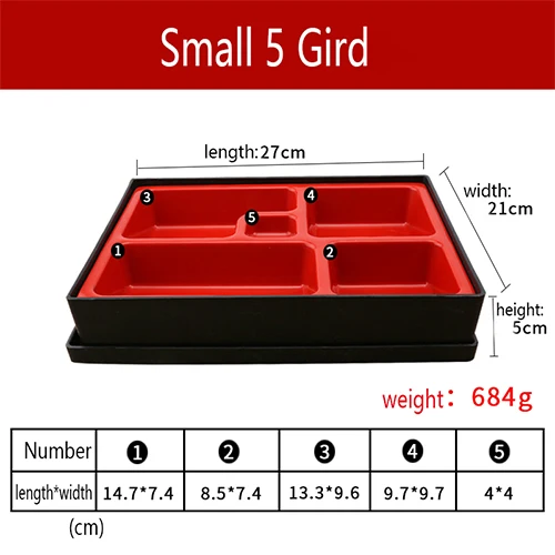 По-японски бэнто Ланч-бокс ABS Пластиковый деревянный контейнер с крышкой высокое качество коробка для суши бизнес-коробочка для обеденного набора - Цвет: small 5 gird