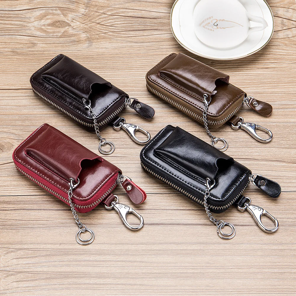 SOUTH GOOSE New Fashion Men Car Key Holders Genuine Leather Multifunction Zipper Home Key Case Housekeeper Women Key Coin Purse