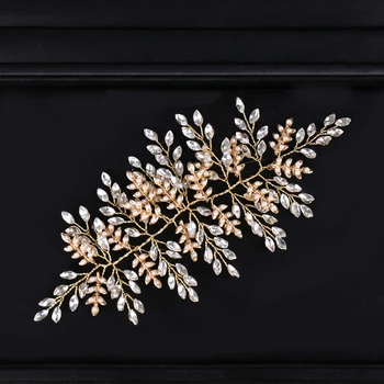 

Rhinestone Crystal Golden Headbands Bride Hair Ornaments For Women Short Hair Handmade Pearl Headbands Women's Accessories