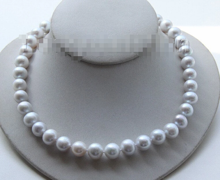 

FREE shipping>>>>natural 17" 12mm white near round pearls necklace magnet clasp j9521