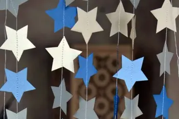 

Blue, beige star paper garland Wedding Baby Shower boy party decor 12ft