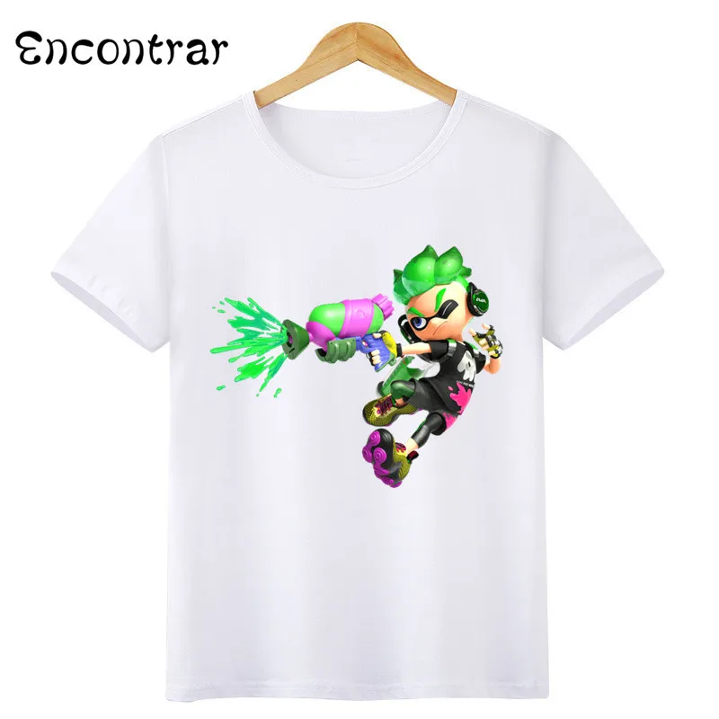 Kids Splatoon Inkling Design T Shirt Boys/Girls Casual Short Sleeve Tops Children's Funny White Anime T-Shirt,ooo3071