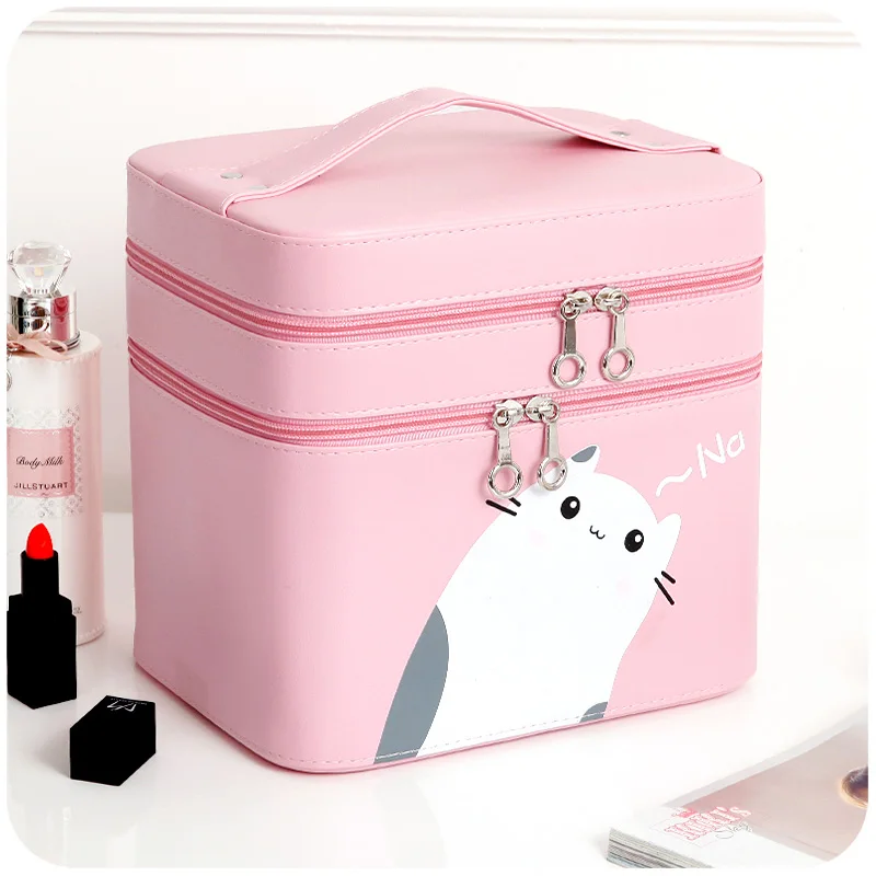

Women double layer Makeup Bags large capacity organizer Cosmetic bag Pouchs For Travel Ladies pouch necessaire Cosmetic Bags