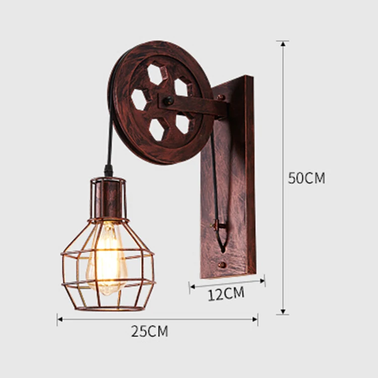 Промышленный винтажный настенный светильник бра, железные Лофт лампы для спальни, коридора, бара, прохода, склада, ресторана, паба, кафе, настенный светильник, бра - Цвет абажура: see chart