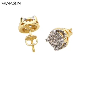 

Stud Earrings For Women Men Punk Full Iced CZ Rhinestone Fine Quality CZ Crystal Fashion Punk Jewelry Gift Box