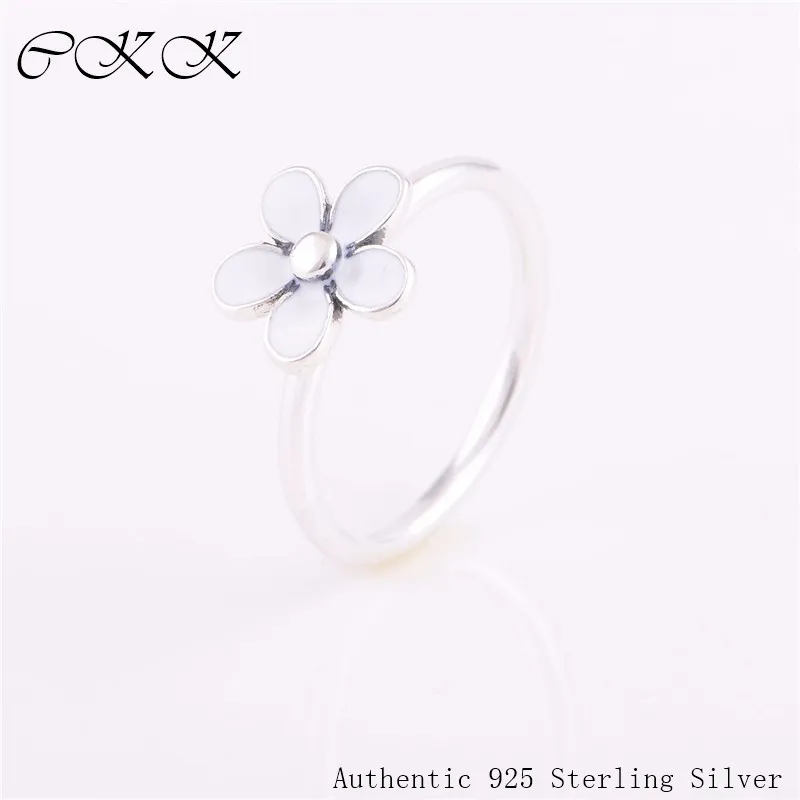 

Authentic 925 Sterling Silver Darling daisy Ring With white enamel For Women DIY Fine Jewelry SR016