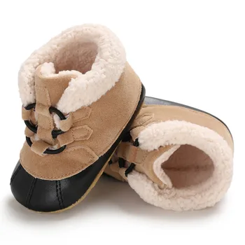 

Winter Baby Boy Girl PU Plush Design Boots Casual Shoes Newborn Cute Non-slip Soft Shoes