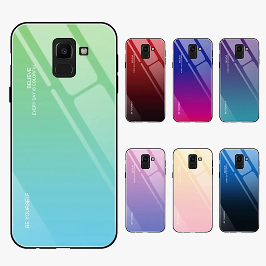 Чехол из закаленного стекла для телефона Samsung Galaxy S8 S9 S10 Plus A5 2017 A7 A6 A8 J4 J6 J8 2018 Note 8 9