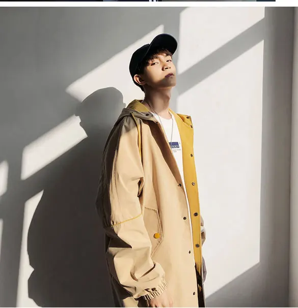 Korean Long Jacket Men Camouflage Hooded Trench Coat Men Spring Street Style Military Trenchcoat  (3)