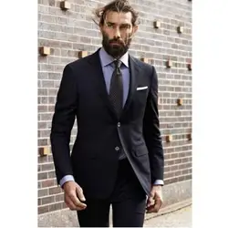 Итальянский Стиль черный Для мужчин костюмы Бизнес одежда Нотч Для мужчин повседневной работе костюм Slim Fit вечерние смокинги (куртка +