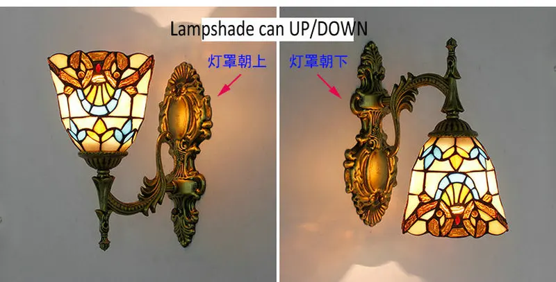 Europeu para Cima para Baixo Luzes de Parede para o Quarto Conduziu a Lâmpada Artpad Retro Vitrais Borboleta Cabeceira Corredor Frente Espelho E27 Turca 29 Luminárias de parede