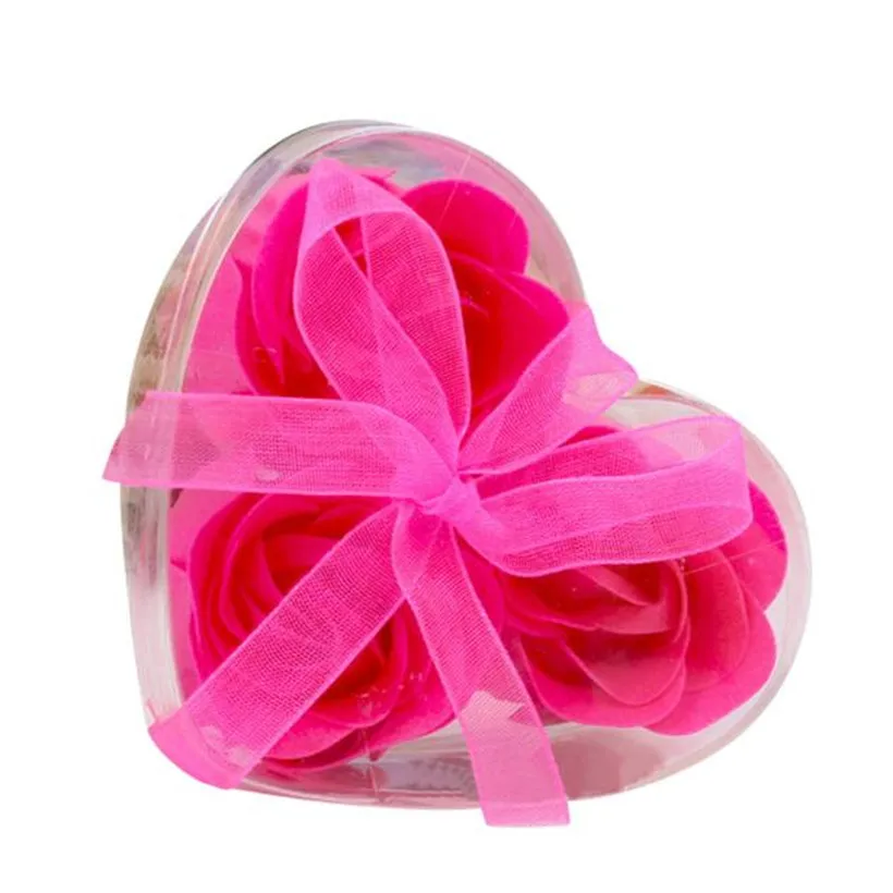 Цветочное мыло, 3 шт., розовое сердце, ароматическое мыло для ванны, лепестки для тела, мыло с цветком розы, свадебное украшение, подарок, лучшее для влюбленных, A20 - Цвет: Hot Pink