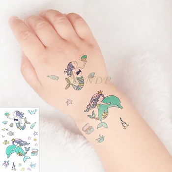 

Waterproof Temporary Tattoo Stickers Whale Mermaid Crab Turtle Jewelry Sea Fake Tatto Flash Tatoo Tatouage for Girl Women Kids