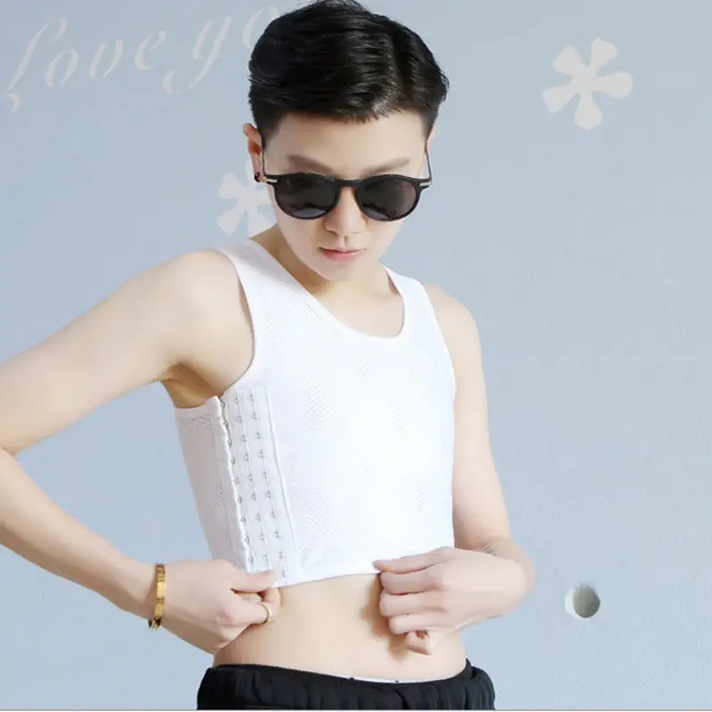 Women Skinny Lesbian Underwear Short Bustiers Corsets Hook Strengthen Mesh FTM Breathable Binders Sports Plus Size M-5XL BAY-157