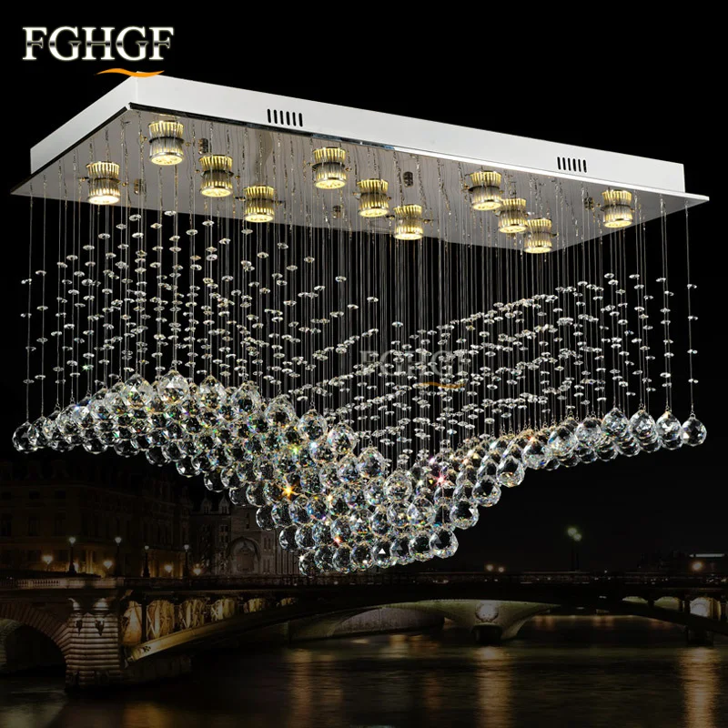 Rectangle Wave Lamp Luxury Modern Crystal Chandelier Light Lustres Hall Cristal Lamp Home Lighting for Flush Mounted Lights (6)