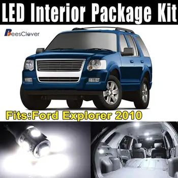 

BEESCLOVER 13Pcs White LED(4*41mm-8-5050 + 9*T10-5-5050)Dome Map Door Step Trunk Light Interior Package Kit for FordExplorer z30