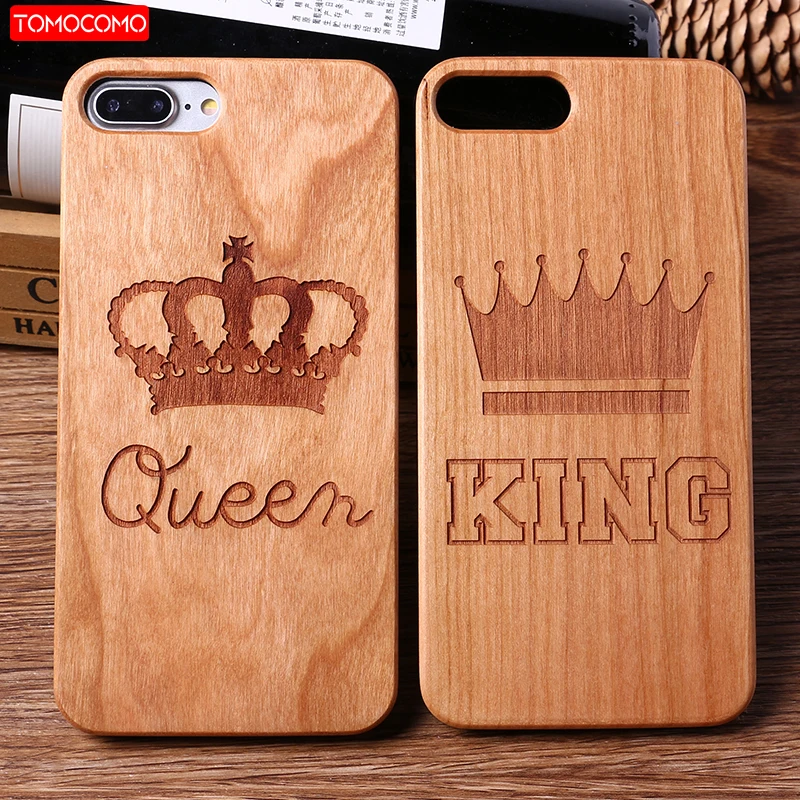

For iPhone 6 6S XS Max 7 7Plus King Queen Crown World Map Praying Real Wood Phone Case For SAMSUNG Galaxy S6 S7 Edge S9