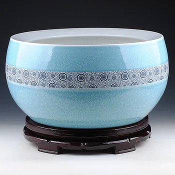 

Hongxuan color glaze porcelain ceramic aquarium goldfish / water / migang / book decoration of calligraphy and painting