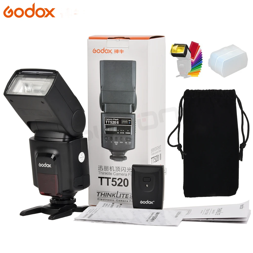 

Godox TT520II with Build-in 433MHz Wireless Signal Speedlite Flash + Color Filter Kit for Canon Nikon Pentax Olympus DSLR Camer
